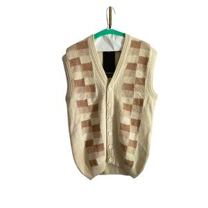 Heritage Men’s Cream Angora Knitwear Button Down Vest Size 38